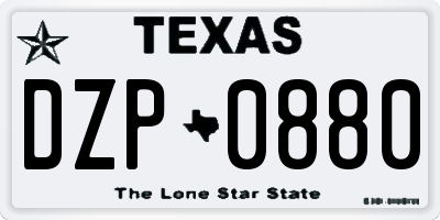 TX license plate DZP0880