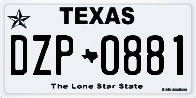 TX license plate DZP0881