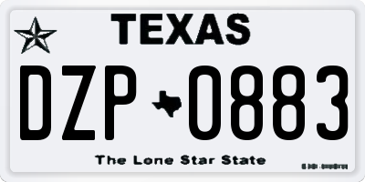 TX license plate DZP0883
