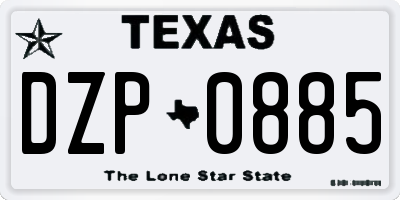 TX license plate DZP0885