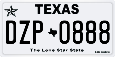 TX license plate DZP0888