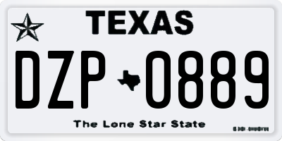 TX license plate DZP0889