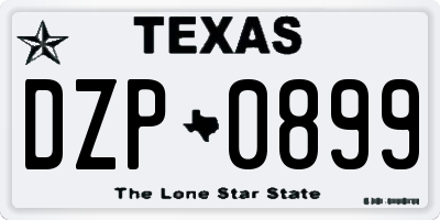 TX license plate DZP0899