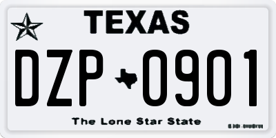 TX license plate DZP0901