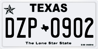 TX license plate DZP0902