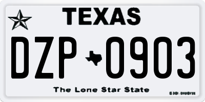 TX license plate DZP0903