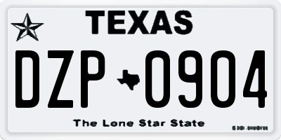 TX license plate DZP0904