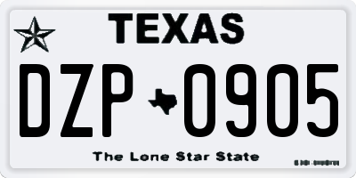 TX license plate DZP0905