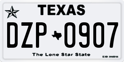 TX license plate DZP0907