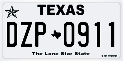 TX license plate DZP0911