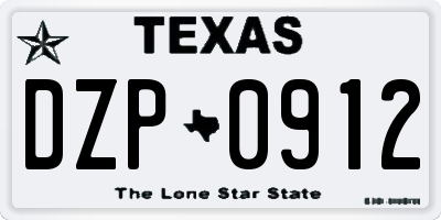 TX license plate DZP0912