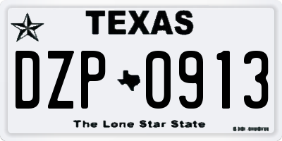 TX license plate DZP0913