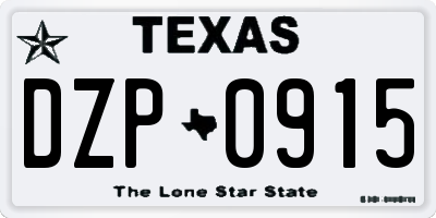 TX license plate DZP0915