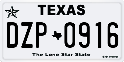 TX license plate DZP0916