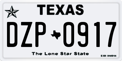 TX license plate DZP0917