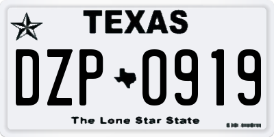 TX license plate DZP0919