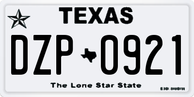 TX license plate DZP0921