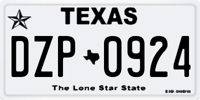 TX license plate DZP0924