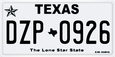TX license plate DZP0926