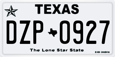 TX license plate DZP0927