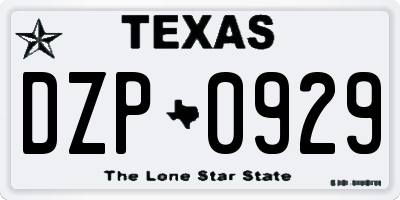 TX license plate DZP0929