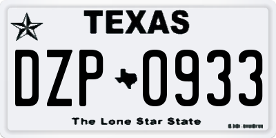 TX license plate DZP0933