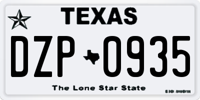TX license plate DZP0935