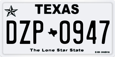 TX license plate DZP0947