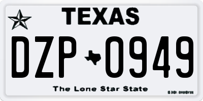 TX license plate DZP0949