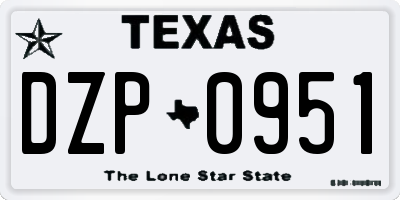 TX license plate DZP0951