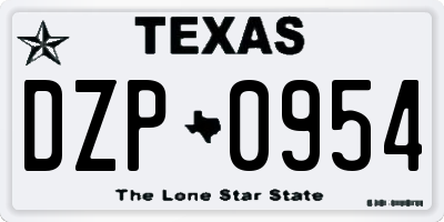 TX license plate DZP0954
