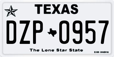 TX license plate DZP0957