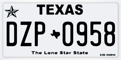TX license plate DZP0958
