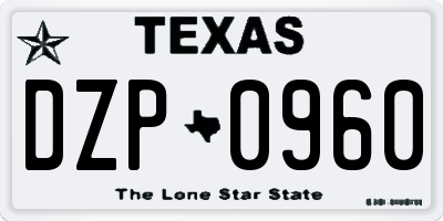 TX license plate DZP0960