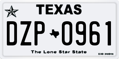 TX license plate DZP0961