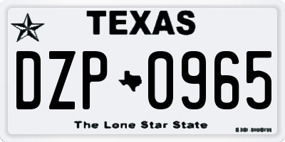TX license plate DZP0965