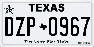 TX license plate DZP0967
