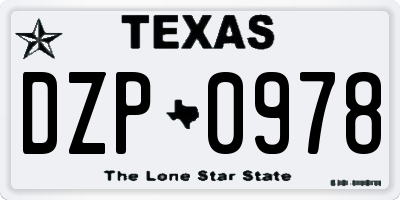 TX license plate DZP0978