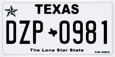 TX license plate DZP0981