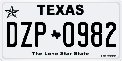 TX license plate DZP0982