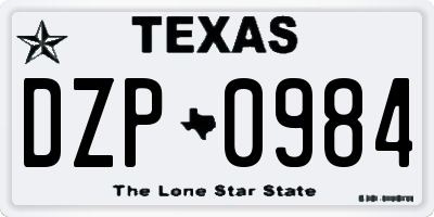 TX license plate DZP0984