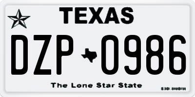 TX license plate DZP0986