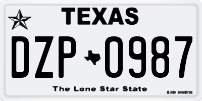 TX license plate DZP0987