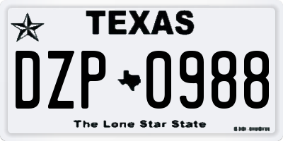 TX license plate DZP0988