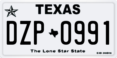 TX license plate DZP0991