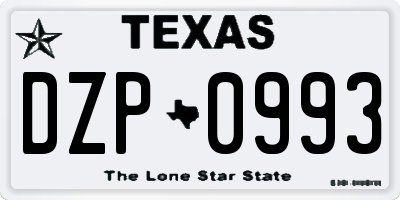 TX license plate DZP0993