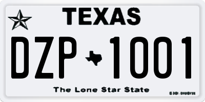 TX license plate DZP1001