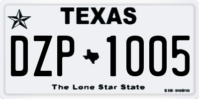 TX license plate DZP1005
