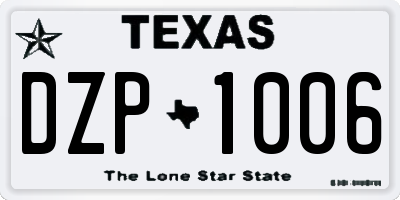 TX license plate DZP1006