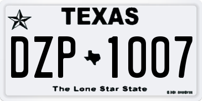 TX license plate DZP1007